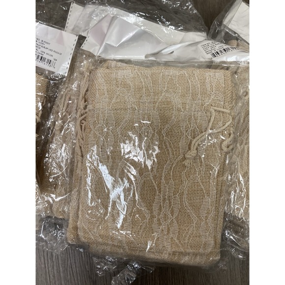 Lot of 50 Burlap & Lace Drawstring Favor Bags 4x6 Rustic Wedding - Picture 3 of 4